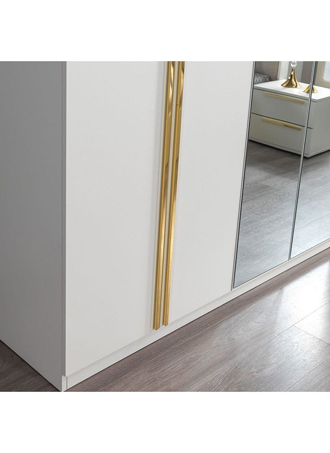 DANUBE HOME Serenity 6 Door Wardrobe Clothes Storage Cupboard Modern Design Space Saving Cabinet For Bedroom L 237 x W 53.5 x H 208 cm Mud Cream / Golden  - Image 3