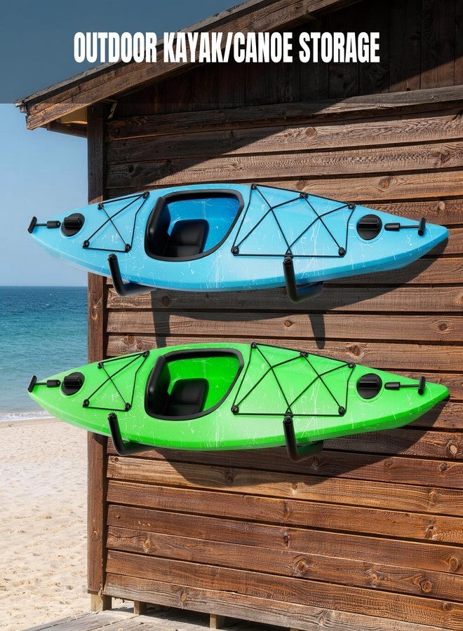 NIMBLERACK 4 Pack Kayak Wall Mount Rack, Heavy Duty 120 LBS Garage Storage Hooks, 15 Inch Wide Utility Hangers for Canoe, SUP, Surfboard, Ladders, Lumber & Tools (Black) - Image 2