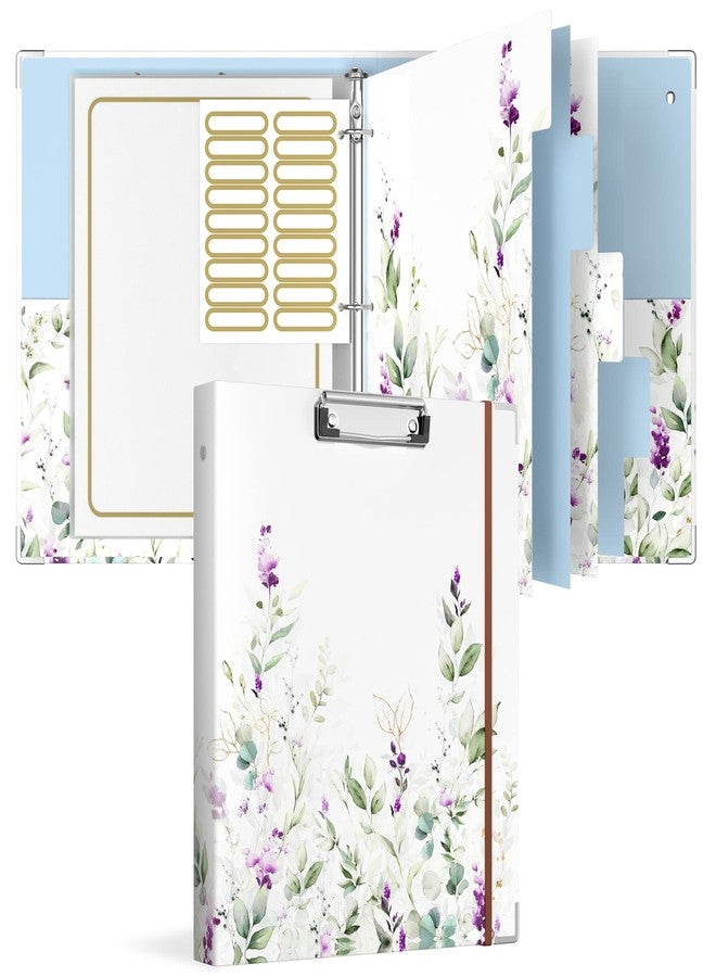 Rouidr 3 Ring Binder with clipboard, 1 inch 8.5 x 11 in Letter Size View Binders Organizer with Dividers Tabs & Clear Sleeves, School Supplies, Office Supplies, Wisteria - Image 1