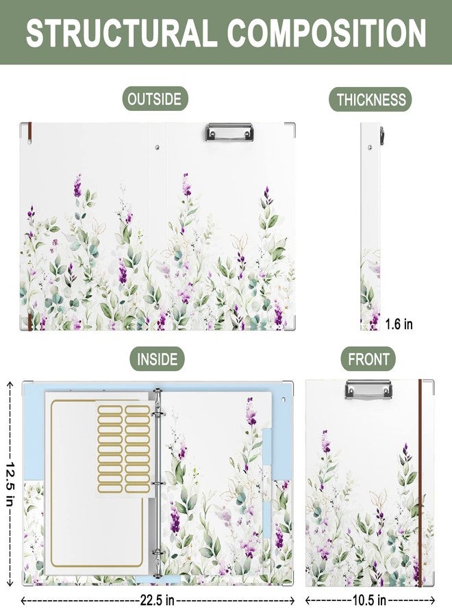 Rouidr 3 Ring Binder with clipboard, 1 inch 8.5 x 11 in Letter Size View Binders Organizer with Dividers Tabs & Clear Sleeves, School Supplies, Office Supplies, Wisteria - Image 2