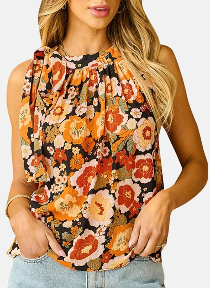 يونيكي Multi Floral Sleeveless Halter Neck Tunics