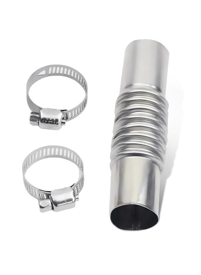 MOXRUQ Diesel Heater Exhaust Pipe, Exhaust Pipe Connector with Pipe Clamp, Stainless Steel Parking Air Heater Exhaust Pipe Tube Connector (Silver) - Image 1
