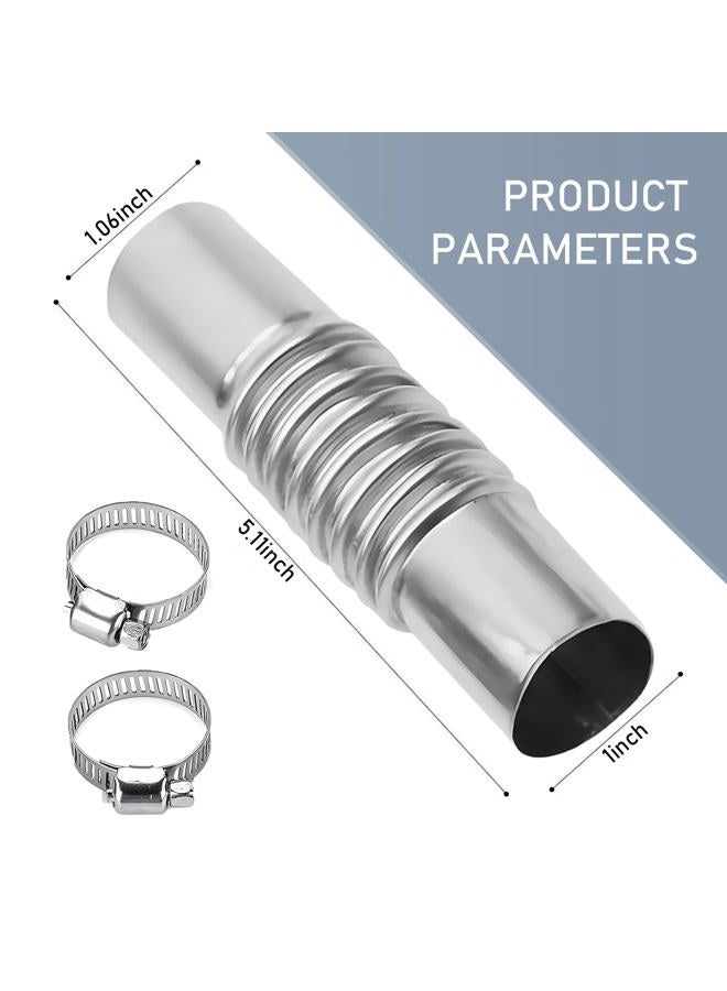 MOXRUQ Diesel Heater Exhaust Pipe, Exhaust Pipe Connector with Pipe Clamp, Stainless Steel Parking Air Heater Exhaust Pipe Tube Connector (Silver) - Image 2