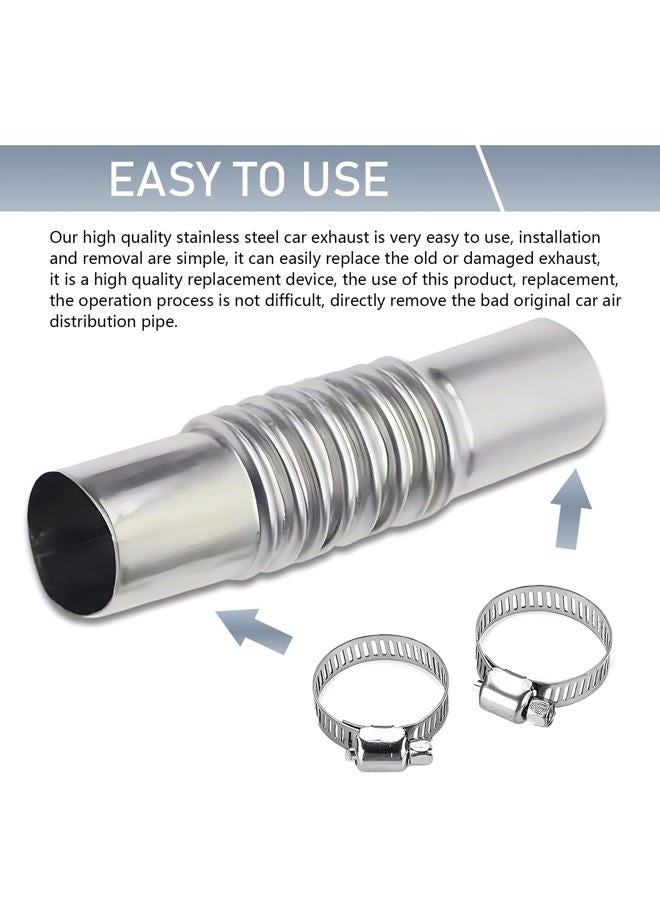 MOXRUQ Diesel Heater Exhaust Pipe, Exhaust Pipe Connector with Pipe Clamp, Stainless Steel Parking Air Heater Exhaust Pipe Tube Connector (Silver) - Image 3