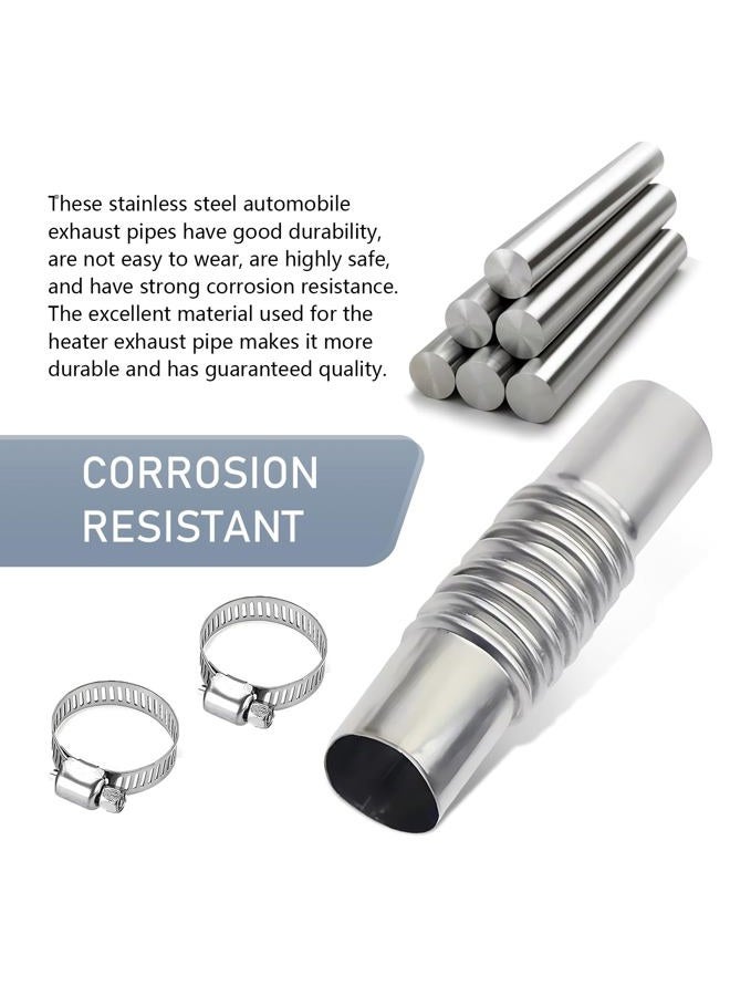 MOXRUQ Diesel Heater Exhaust Pipe, Exhaust Pipe Connector with Pipe Clamp, Stainless Steel Parking Air Heater Exhaust Pipe Tube Connector (Silver) - Image 4