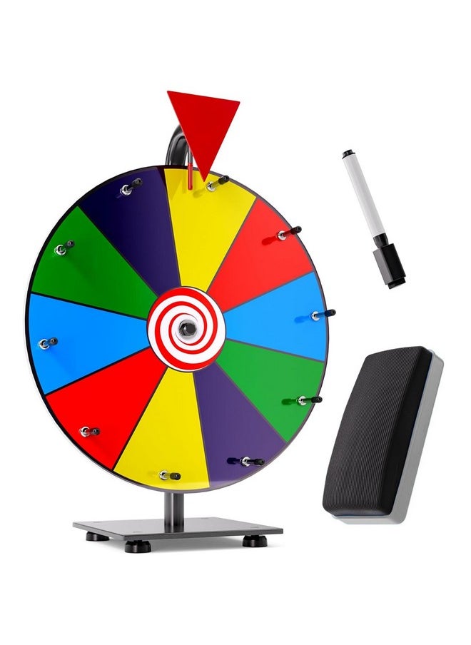 T-Sign 12 Inch Heavy Duty Spinning Prize - 10 Slots Color Tabletop Roulette Spinner Wheel of Fortune - Spin The Wheel with Dry Erase Marker and Eraser Win The Fortune Spin Game for Trade Show, Carnival  - Image 1