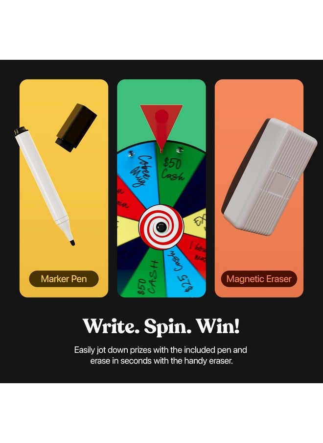 T-Sign 12 Inch Heavy Duty Spinning Prize - 10 Slots Color Tabletop Roulette Spinner Wheel of Fortune - Spin The Wheel with Dry Erase Marker and Eraser Win The Fortune Spin Game for Trade Show, Carnival  - Image 2