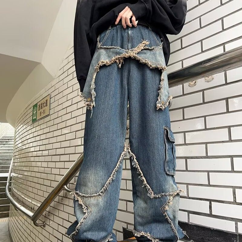 Unisex Classic Denim Jeans Loose Fit Daily Outdoor Wear - Image 1