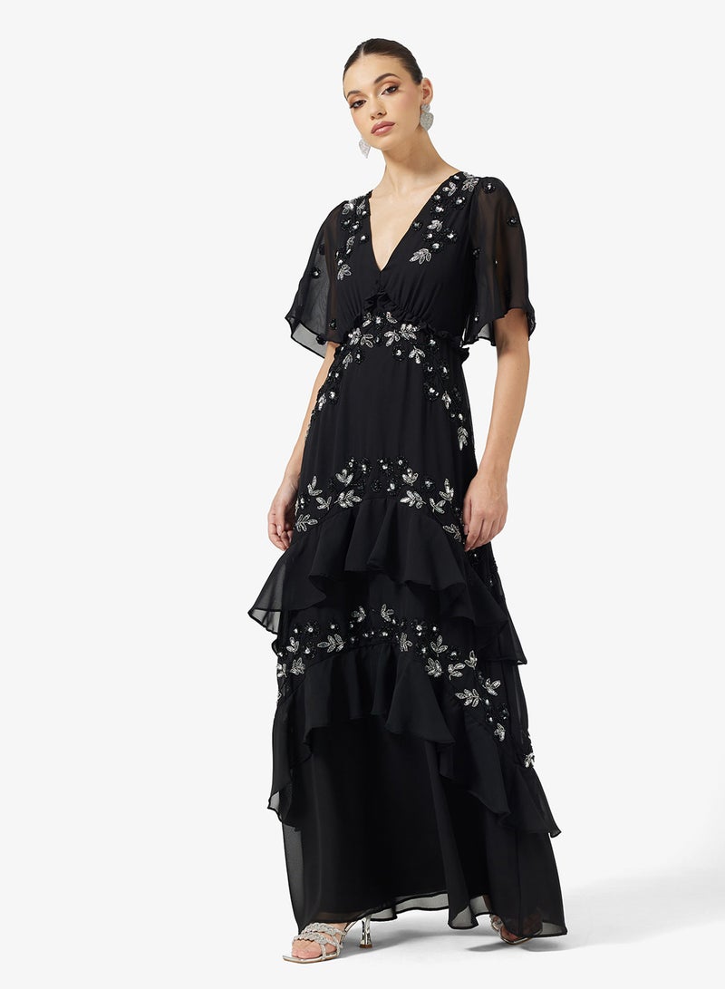 Maya Floral V-Neck Tiered Maxi Dress - Image 4