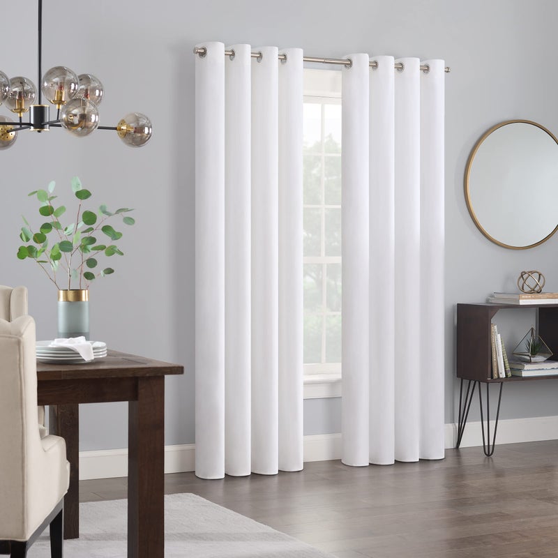 eclipse Eclipse Aurelia Velvet Room Darkening Grommet Noise Reduction Window Curtains 2 Panels 52 in x 108 in White 