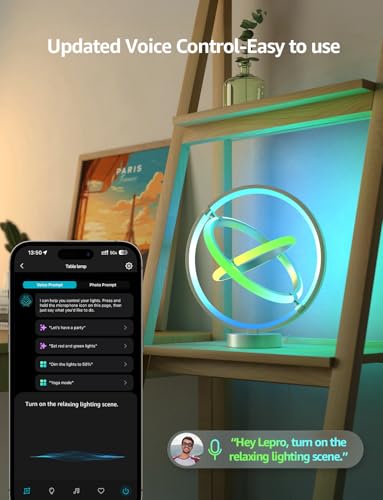 Lepro TB1 AI Smart Table Lamp, RGB+IC Addressable Color Changing Desk Light Alexa Google Home Enable, Music Sync, DIY Endless Scenes, APP Control Cool LED Lamp for Room Decor Ambient Lighting, 2.4 GHz - Image 4