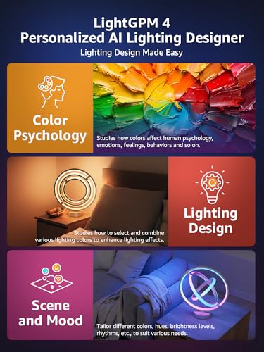 Lepro TB1 AI Smart Table Lamp, RGB+IC Addressable Color Changing Desk Light Alexa Google Home Enable, Music Sync, DIY Endless Scenes, APP Control Cool LED Lamp for Room Decor Ambient Lighting, 2.4 GHz - Image 2