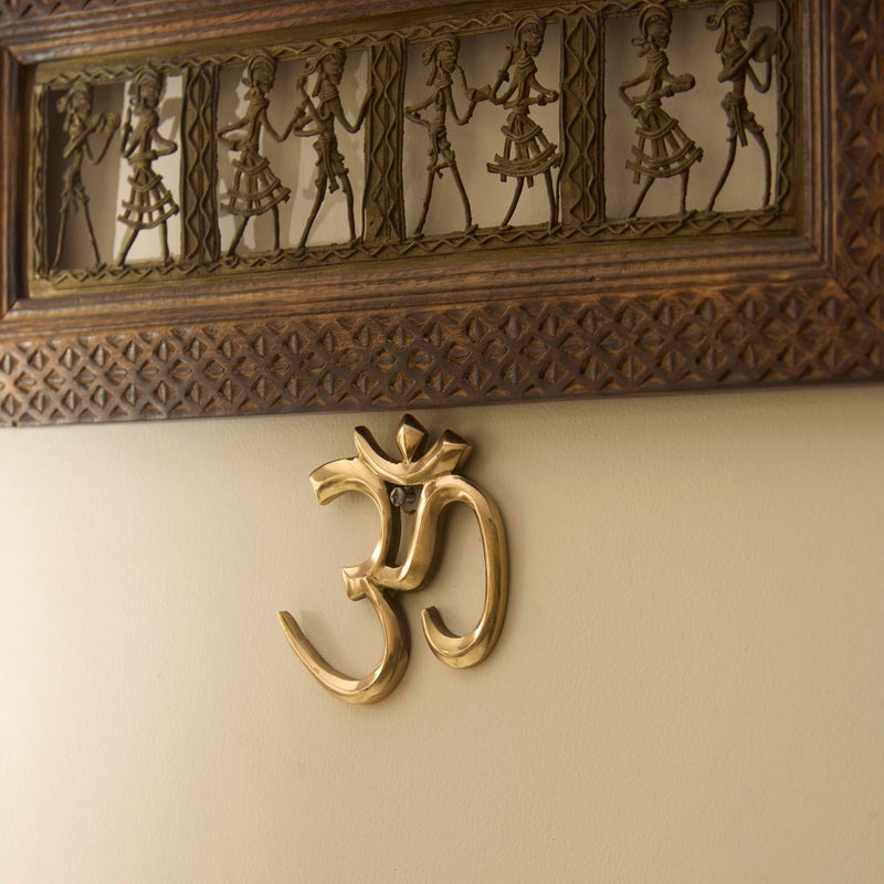 ESPLANADE Brass OM Wall Hanging Sculpture | Vastu Fengshui Goodluck, Auspicious, Religious symbols | Pooja Idols | Home Decor -Golden (golden) (4" Inches) - Image 5