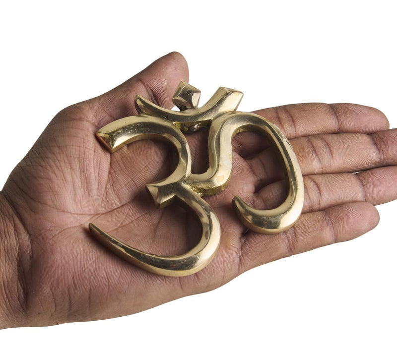 ESPLANADE Brass OM Wall Hanging Sculpture | Vastu Fengshui Goodluck, Auspicious, Religious symbols | Pooja Idols | Home Decor -Golden (golden) (4" Inches) - Image 3