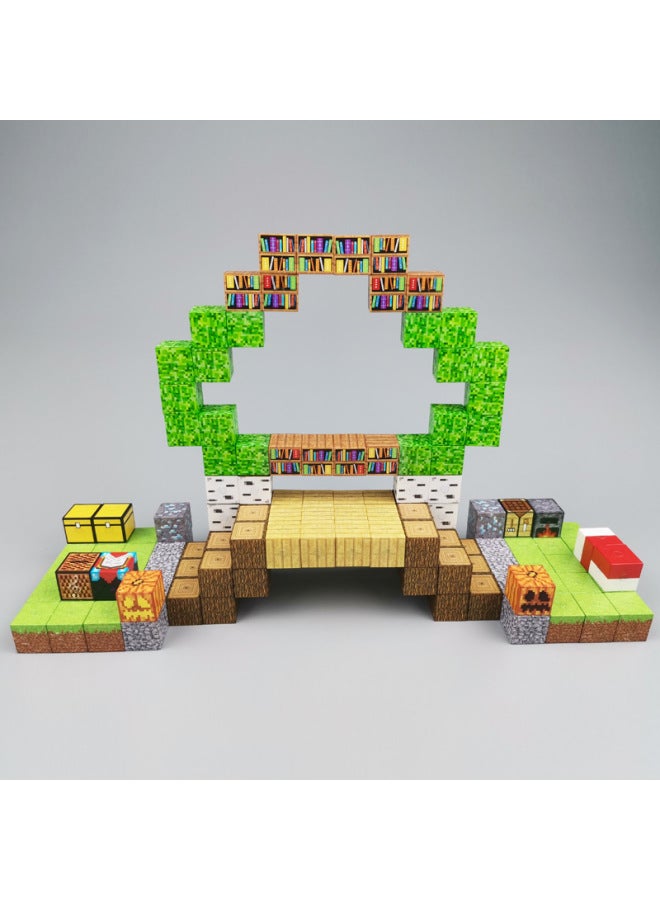 My World Magnetic Cube Wooden Block Children's Assembled Games Peripheral Mini Building Block Toy Suit-Colour:T042-heaven Gate-32 Pieces  - Image 4