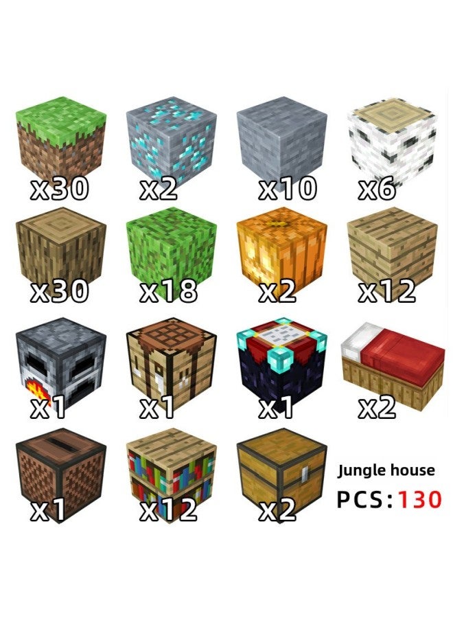 My World Magnetic Cube Wooden Block Children's Assembled Games Peripheral Mini Building Block Toy Suit-Colour:T042-heaven Gate-32 Pieces  - Image 5