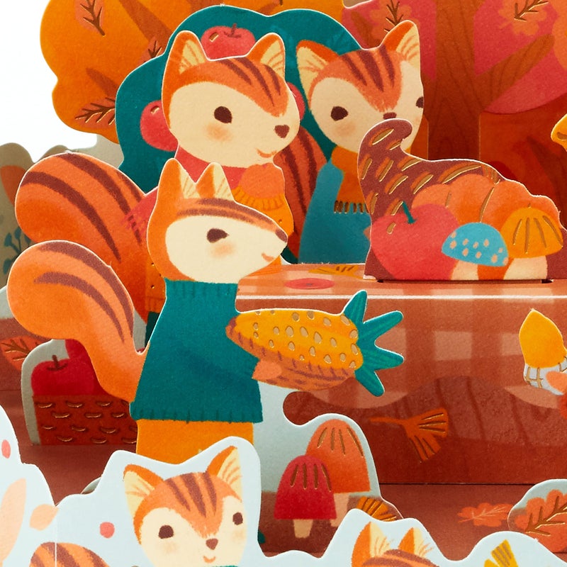 Hallmark Paper Wonder Displayable Pop Up Thanksgiving Card (Woodland Feast) - Image 4