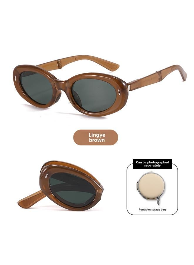 Generic Foldable Sunglasses Women's Uv-proof Summer Simple Fashion Lightweight Folding Face-looking Small Glasses 