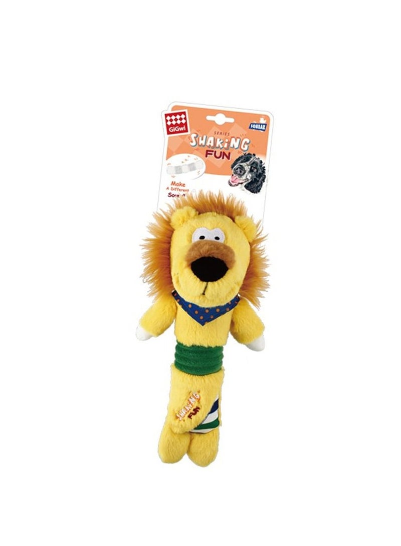 GIGWI Shaking Fun Plush Dog Toy Lion With Squeaker Inside Multicolor - Image 1
