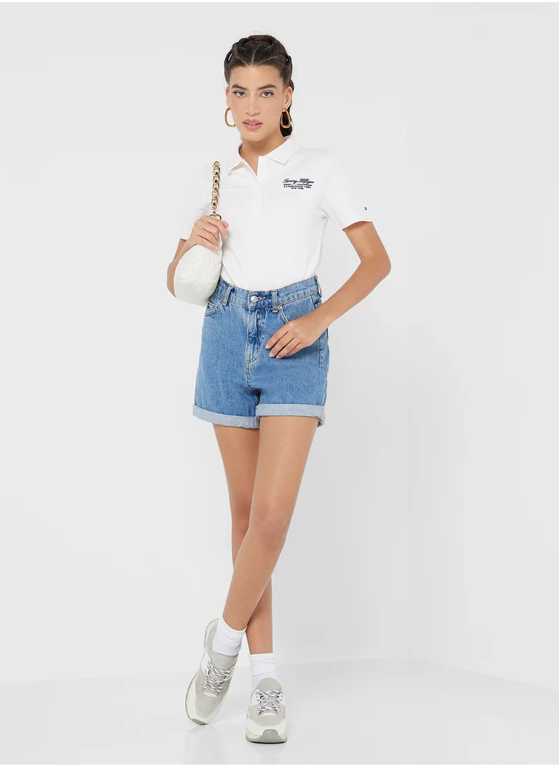 تومي هيلفيغر Logo Polo Neck T-Shirt