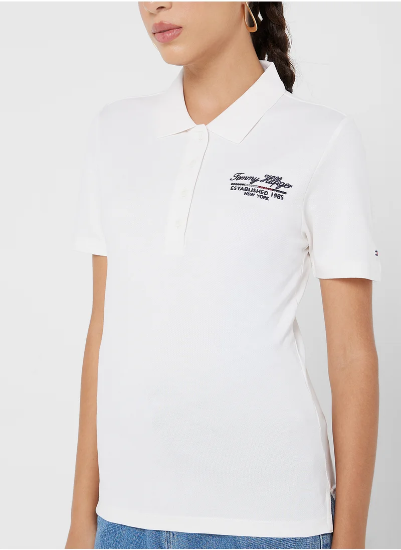 تومي هيلفيغر Logo Polo Neck T-Shirt