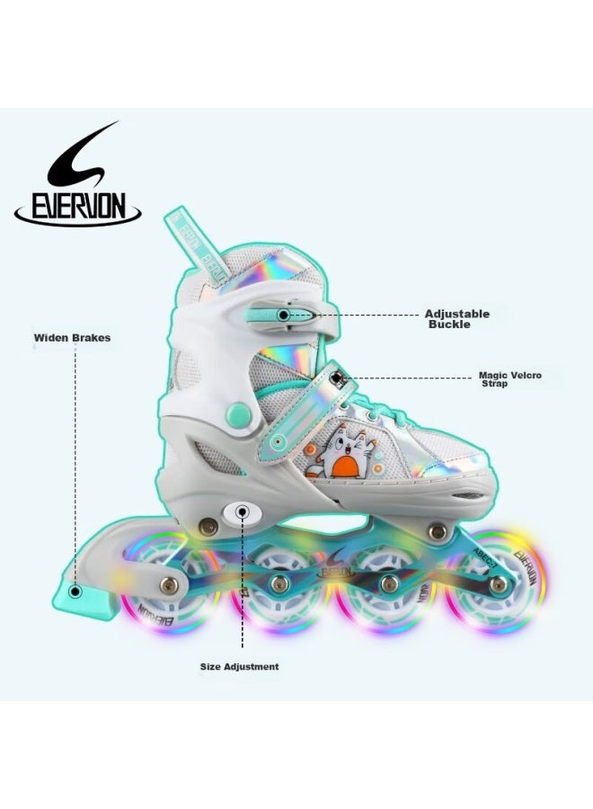 Evervon Roller Skates For Children 088, Boys And Girls Full-flash Roller Skates, Inline Skates, L Size, Suitable For Sizes 38-41 - Image 4
