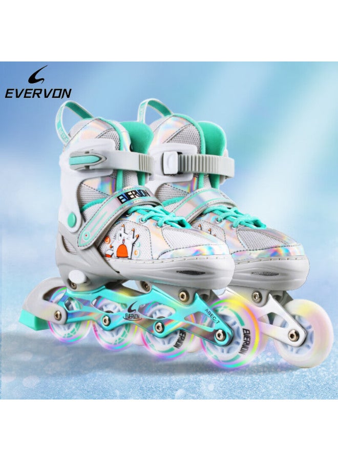 Evervon Roller Skates For Children 088, Boys And Girls Full-flash Roller Skates, Inline Skates, L Size, Suitable For Sizes 38-41 - Image 3
