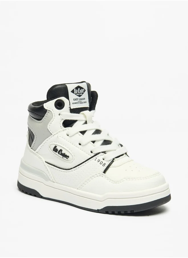 لي كوبر Boys' Panelled Hi-Top Sneakers with Lace-Up Closure