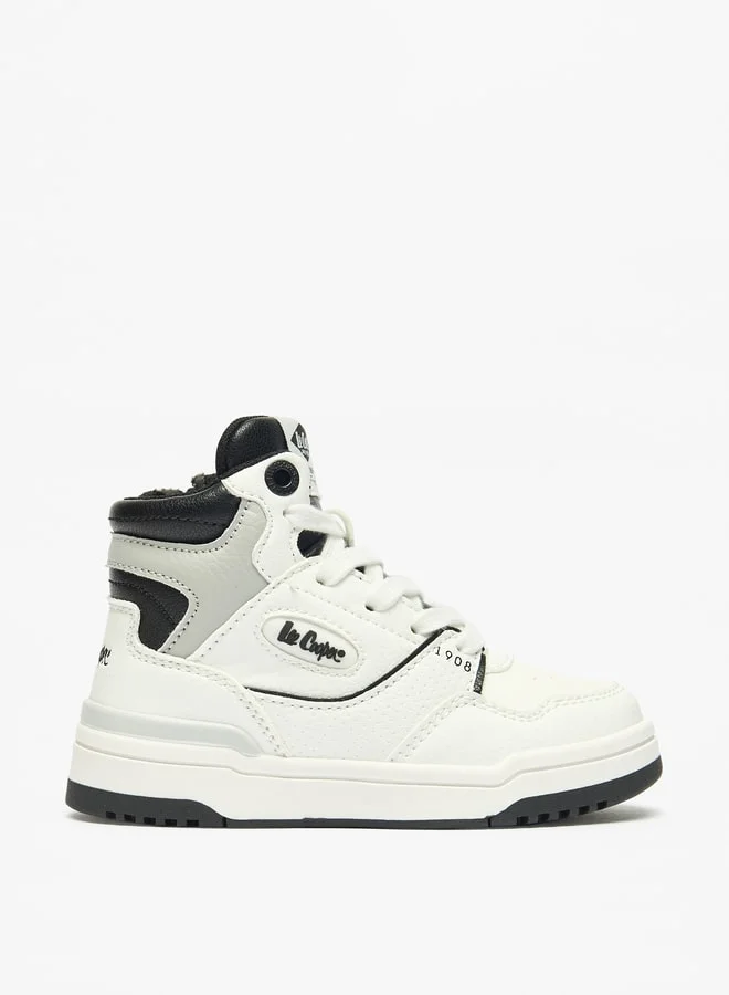 لي كوبر Boys' Panelled Hi-Top Sneakers with Lace-Up Closure