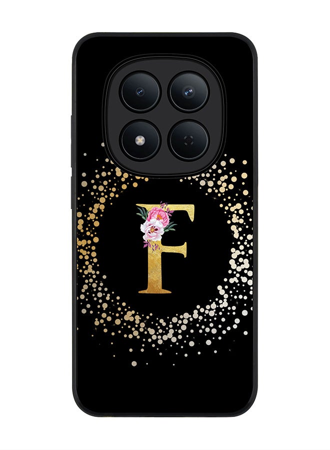 Stylizedd For Xiaomi Redmi Note 15 Pro 5G Case,Slim fit Camera Protection, Shockproof Thin Phone cover  - Custom Monogram Floral - F ( Black ) - Image 1