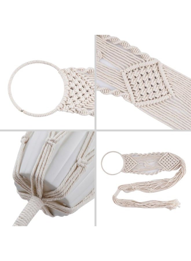 Cuttte Macrame Plant Hangers, Indoor Outdoor Hanging Planter Basket, Hanging Plant Holders, Decorative Macrame Hangers, 4 Legs 43.3 Inch, Cream Color, Boho Decor - Image 4