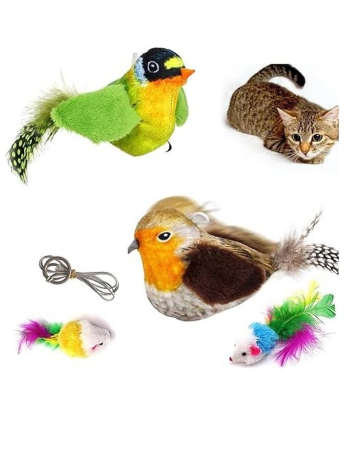 2 PCS Cat Toys for Indoor, Interactive Cat Toy with Real Chirping Bird Electronic Sound, Wall Mounted Cat Toys, Contains Catnip, Stimulating the Hunting Nature of Cats - Image 1