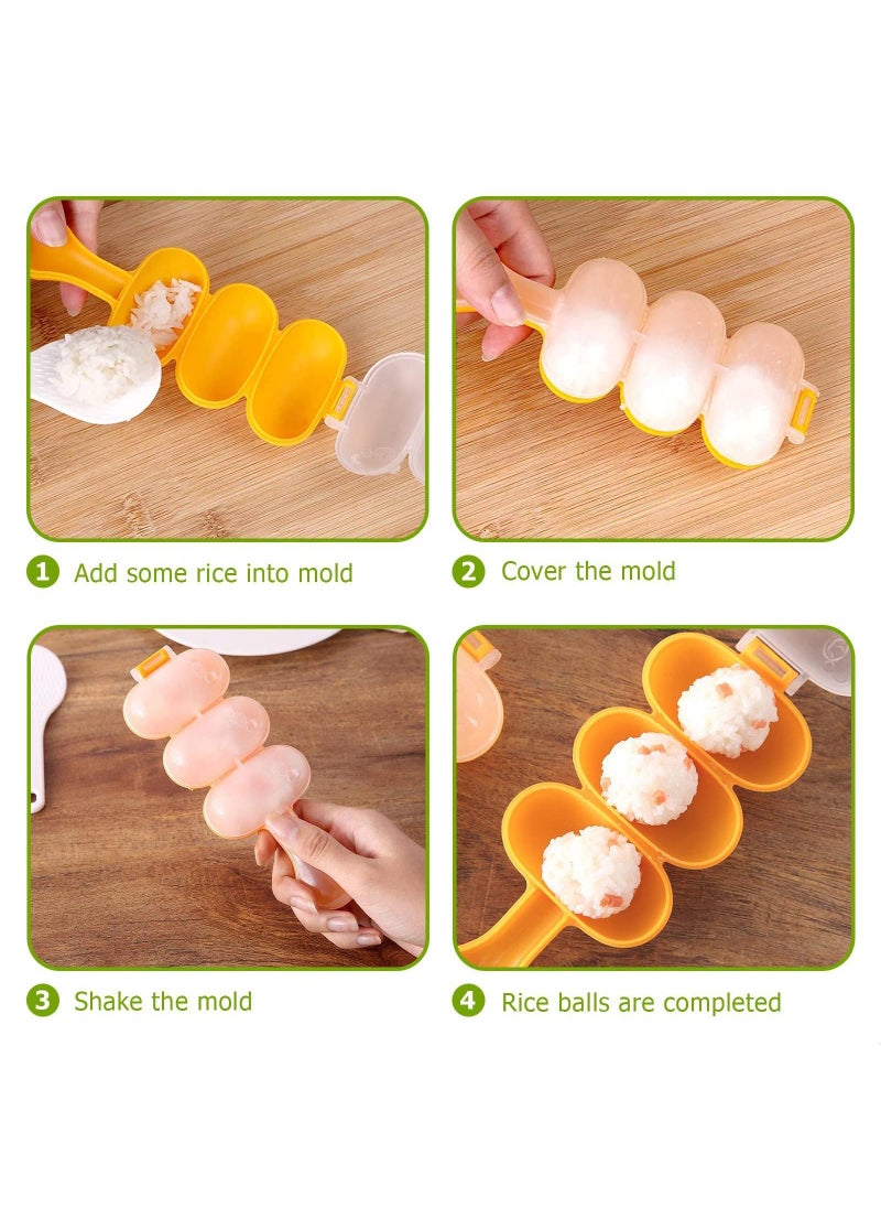Sweet seven Rice Ball Mold Set with Spatula - DIY Sticky Rice Molds, Large Ball Mold Kitchen Tool with Mini Rice Scoop - Rice Roll Shaker Ball Maker for Kids  - Image 4
