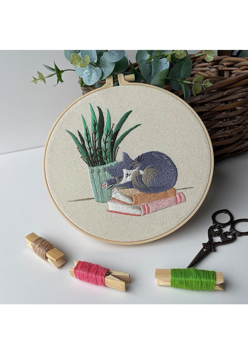SYOSI - Cat Embroidery Kit, Adult Embroidery Kit, DIY Adult Beginner Cross Stitch Kits Set of 3 Patterns, with 3 Sets of Threads, Needles and Instruction Manual - Image 1