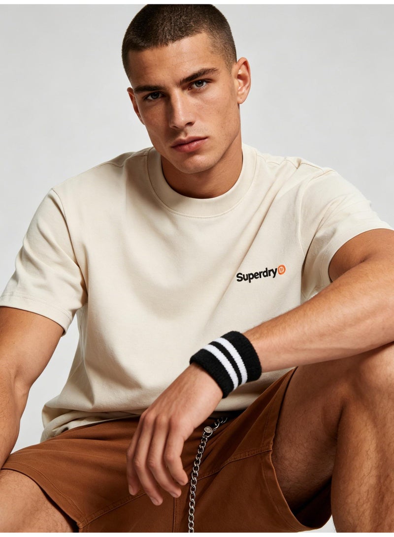 Superdry heavy 300g cotton short-sleeved T-shirts for men and women with the same simple small loose casual couple tops. - Image 1