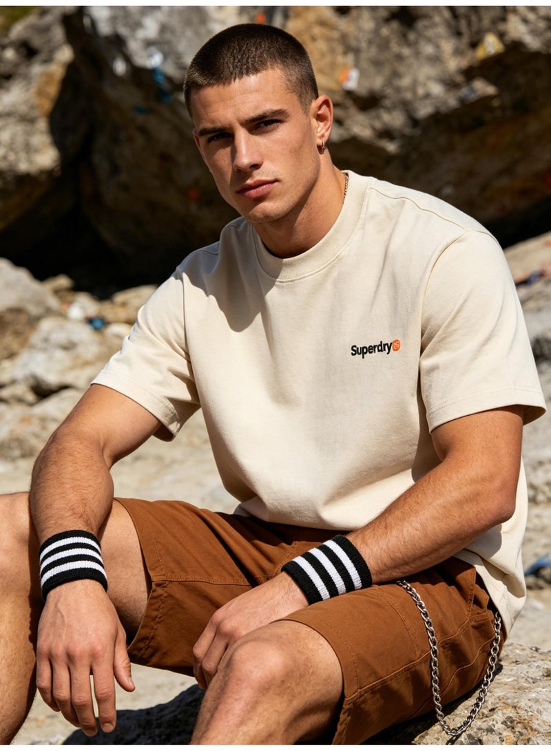 Superdry heavy 300g cotton short-sleeved T-shirts for men and women with the same simple small loose casual couple tops. - Image 5