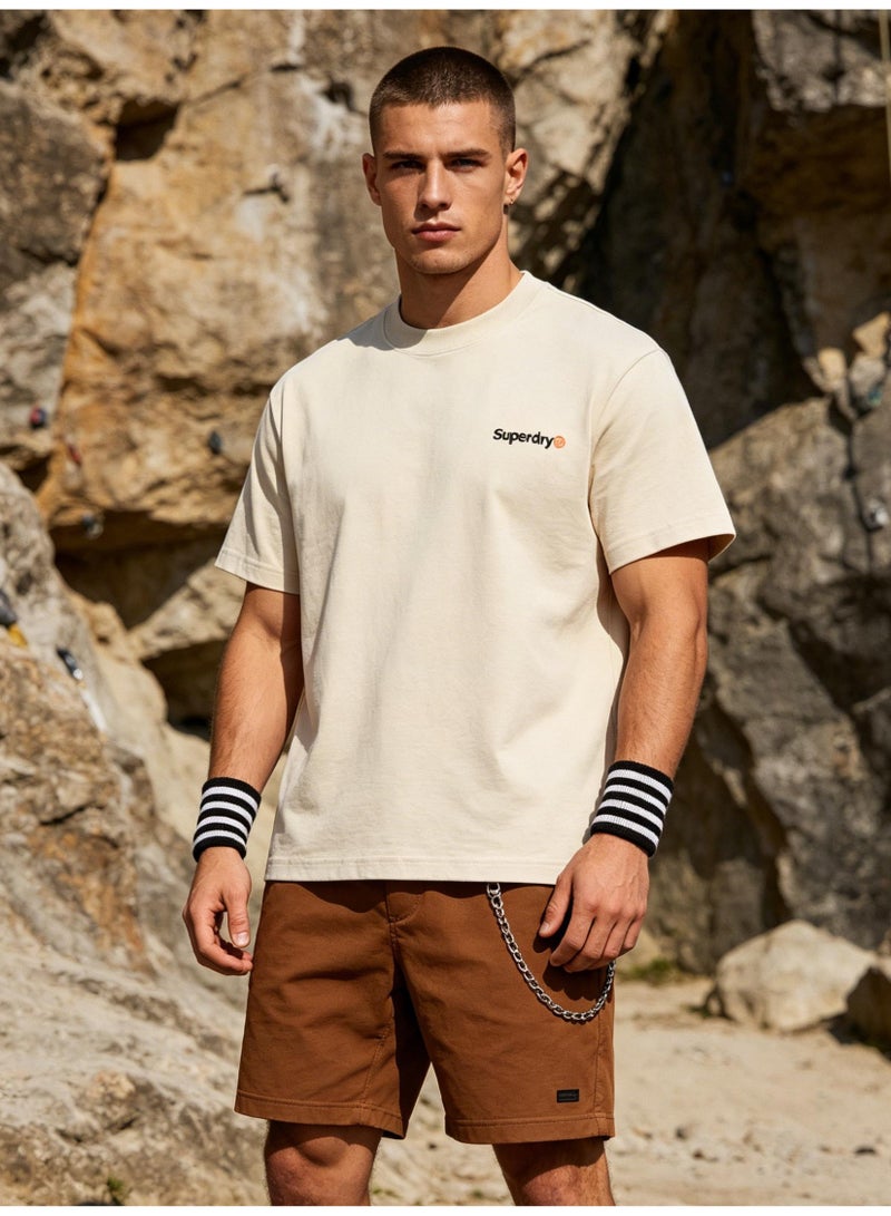 Superdry heavy 300g cotton short-sleeved T-shirts for men and women with the same simple small loose casual couple tops. - Image 4