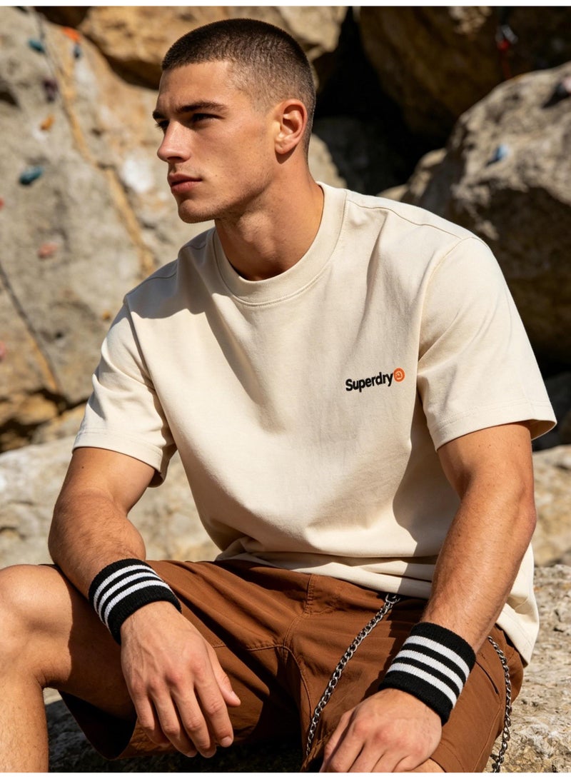 Superdry heavy 300g cotton short-sleeved T-shirts for men and women with the same simple small loose casual couple tops. - Image 3