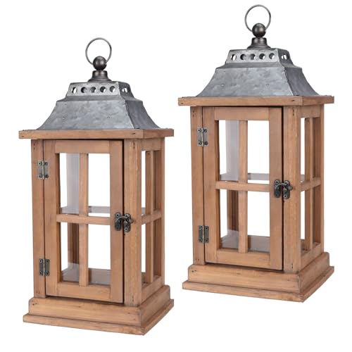 Bdor Lantern Decorative (Set of 2) - 15in IP65 Waterproof Vintage Style Candle Lantern, Decorative Lanterns for Home Decor, Indoor Outdoor, Front Porch, Garden, Farmhouse Weddings Style (No Candles) - Image 1