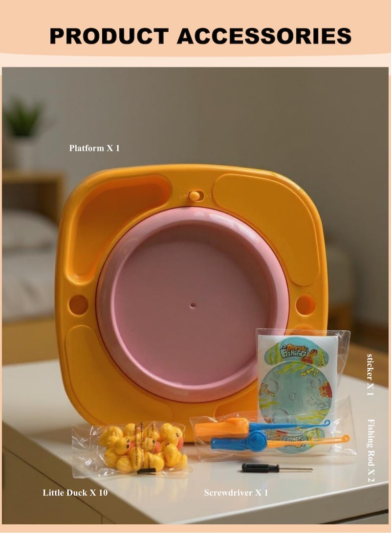 15pcs Electric Rotating Fishing Toy Magnetic Little Yellow Duck Hooking Playing Set With Music Sound  Educational and Fun Gift for Boys Girls Unisex Aged 3 and Above  - Image 5