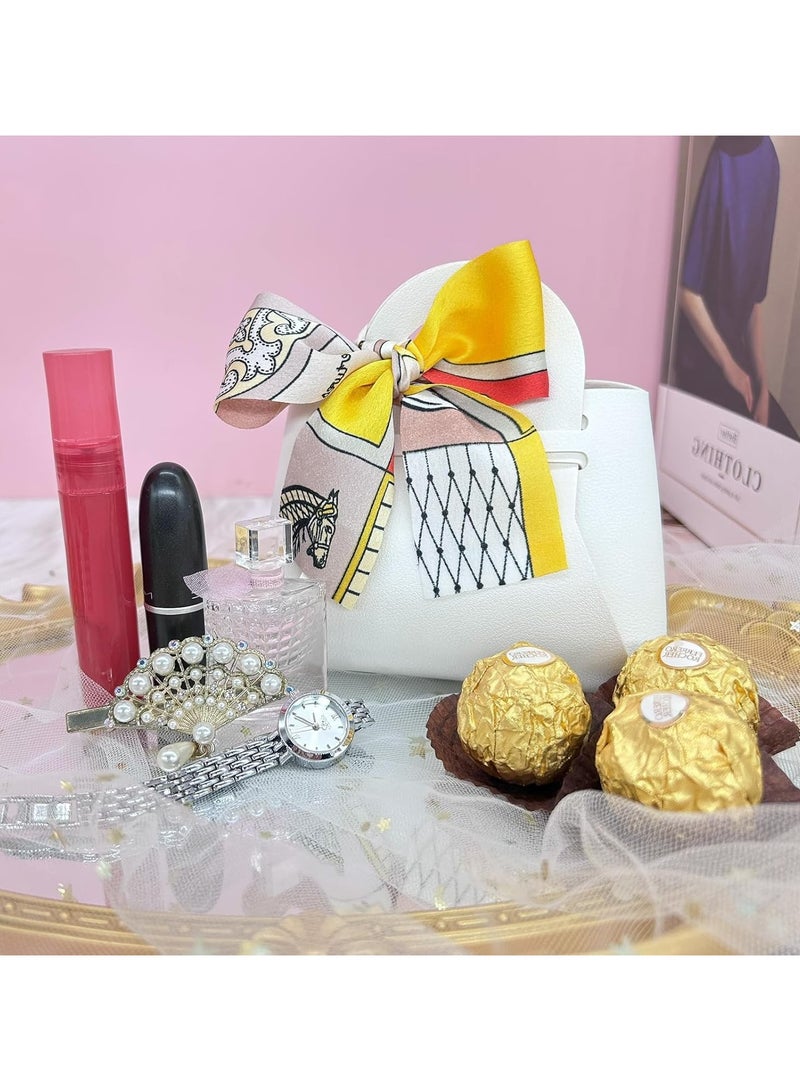 general Beautiful White Favour Boxes, 20 Piece Small Party Favour Boxes Reusable Leather Candy Favour Boxes for Newborn Baby Shower Birthday Wedding Party - Image 2