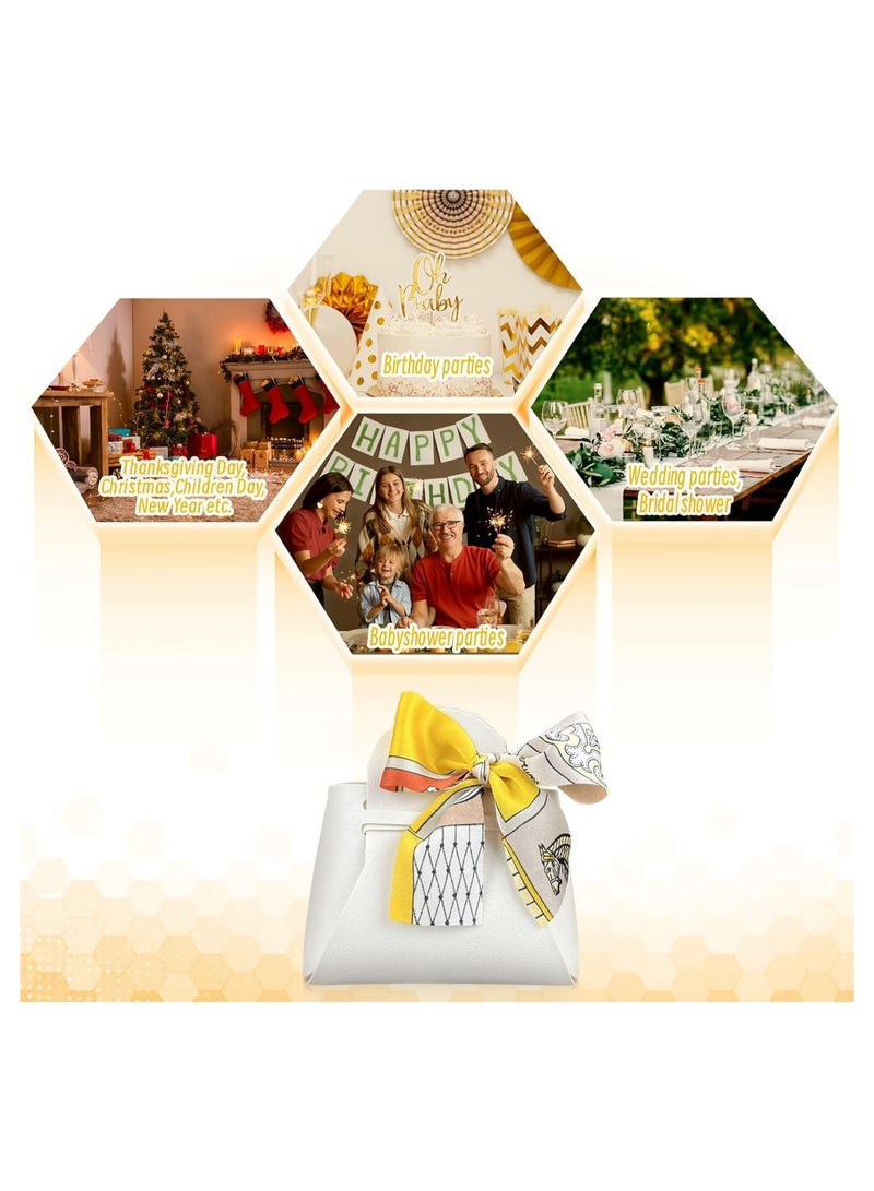 general Beautiful White Favour Boxes, 20 Piece Small Party Favour Boxes Reusable Leather Candy Favour Boxes for Newborn Baby Shower Birthday Wedding Party - Image 3