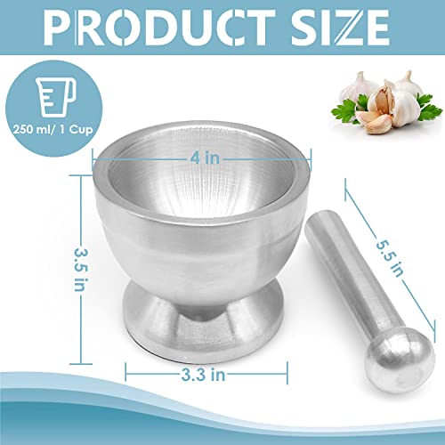 KEISSCO Stainless Steel Mortar and Pestle Set, Spices Grinder Pill Crusher with Silicone Protective Lid - Heavy Duty Mortar Pestle for Molcajete Herb Bowl, Pesto Powder, Spices Herbs Grinder - Image 2