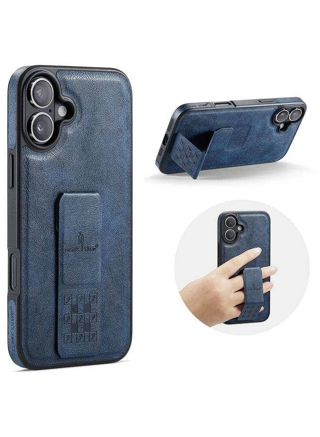 The Bros Case For iPhone 16 Plus Fierre Shann Oil Wax Cow Leather Holder Back Phone Case