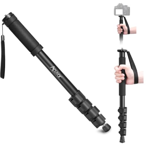 Acuvar 62' Inch Monopod with Integrated Safety Strap and 4 Section Extending Pole for All Digital Cameras, DSLR, Mirrorless, Compact Cameras, Camcorders & Cell Phones - Image 1
