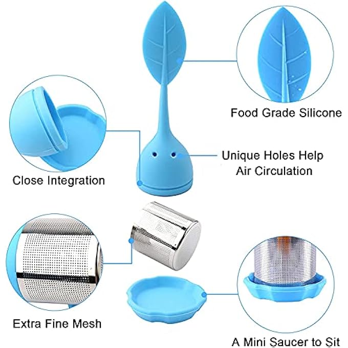 اتش كيو اس ال سوند مصفاة شاي للشاي السائب، مصفاة شاي من السيليكون، شبك ناعم، مصفاة شاي سائبة، غطاء سيليكون، فلتر كوب شاي للشاي السائب أو شاي الأعشاب، 4 قطع - Image 2