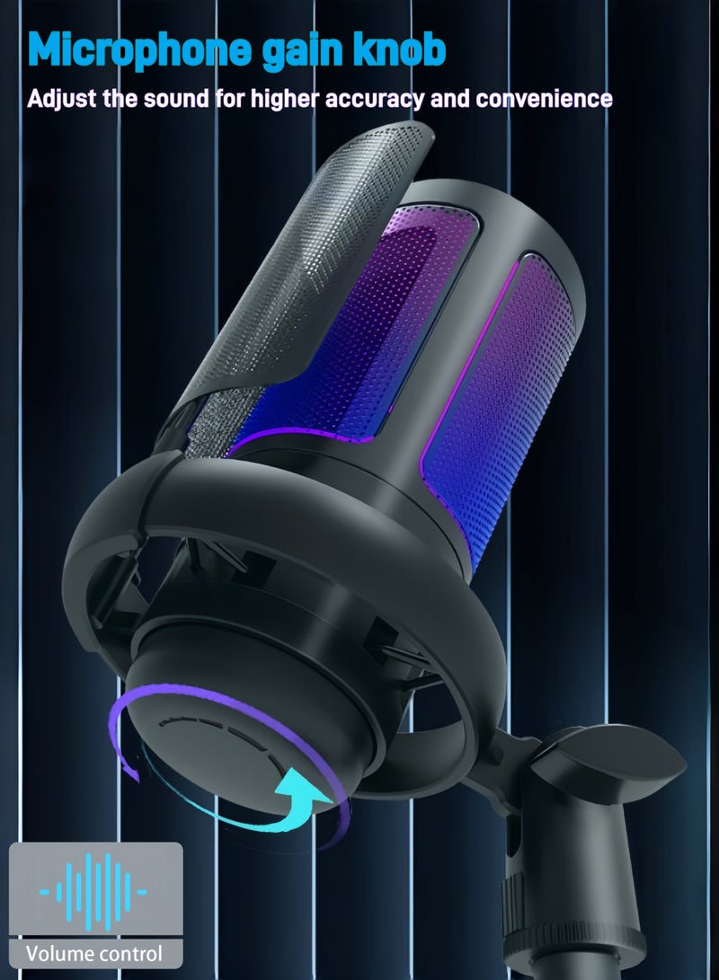 كول رابي ميكروفون ألعاب مع حامل للكمبيوتر الشخصي: ميكروفون USB لمقاطع الفيديو والبودكاست والبث المباشر - ميكروفون مكثف مع كتم الصوت السريع وفلتر البوب ​​- ميكروفون RGB هدية للاعبي الأولاد - متوافق مع PS4/PS5 والكمبيوتر والكمبيوتر المحمول - Image 3
