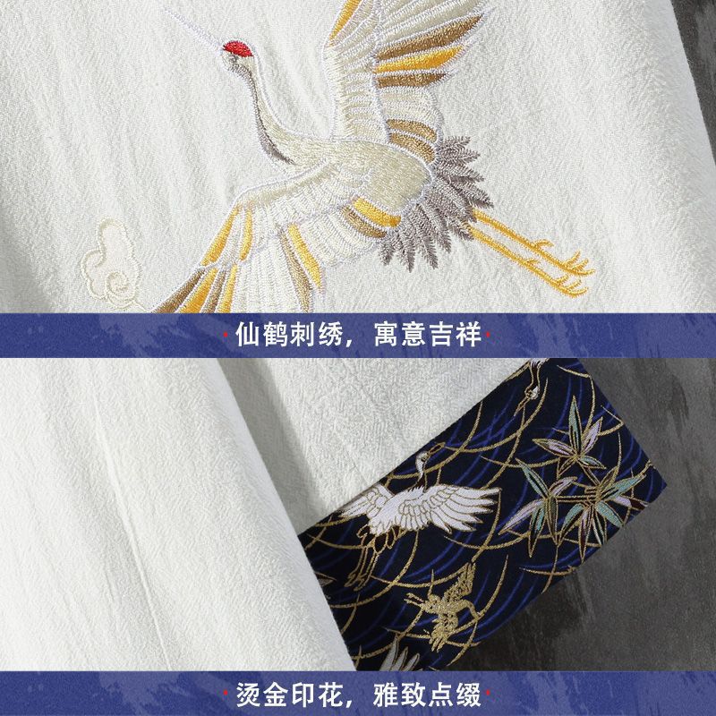 Embroidered Linen Short-sleeved T-shirt Men's Summer Thin Loose Trendy Brand plus size Tang Chinese Style Cotton and Linen Buckle T-shirt - Image 5