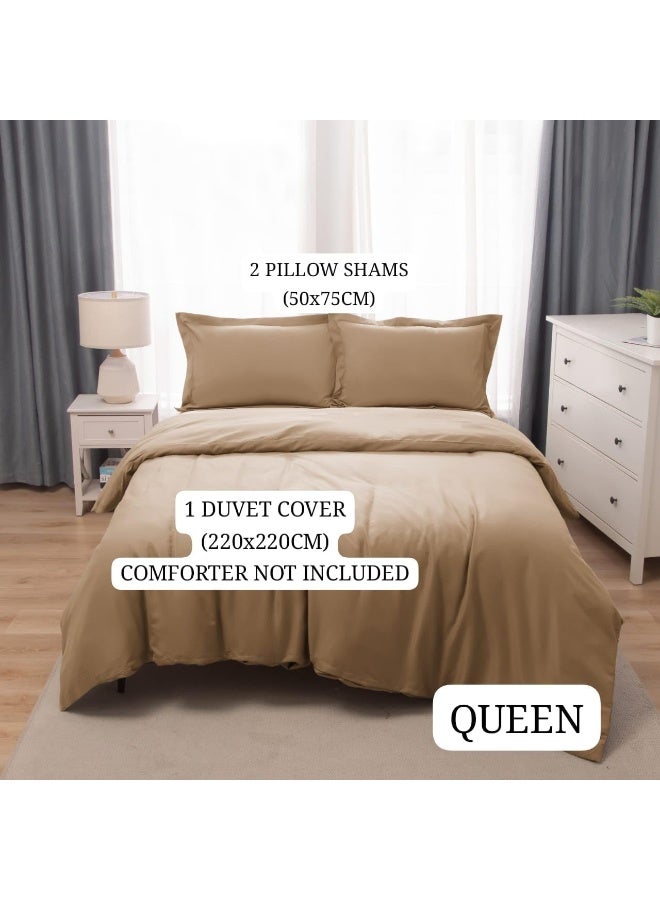 PanaX Bedding Duvet Cover Queen Size Set- 1Pieces Duvet Cover 220X220Cm / 2Pieces-Pillow Shams 50X75Cm (Coffee, Queen) - Image 3