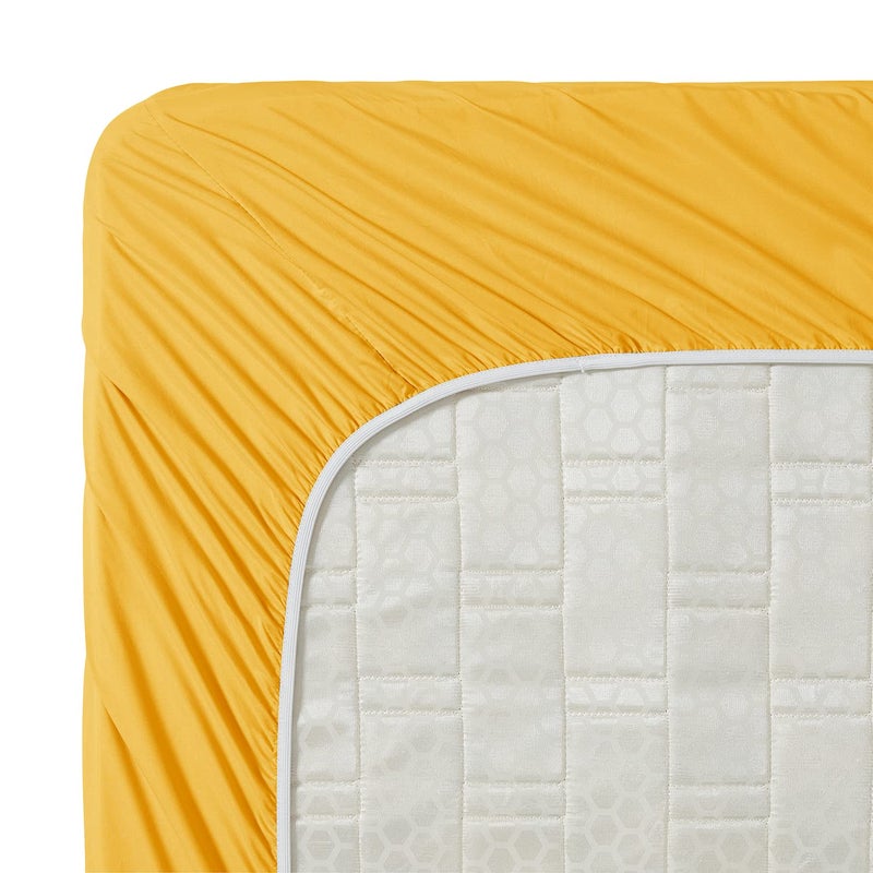 Clara Clark Bed Sheets, Premier 1800 Series 4 Piece Bed Sheet Set, Deep Pocket, Wrinkle, Fade, Stain Resistant, Luxury Soft Bedding Sheets & Pillowcases, Queen, Yellow - Image 4